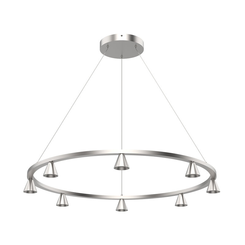 8 - Light Statement Wagon Wheel LED Chandelier, Brushed Nickel
