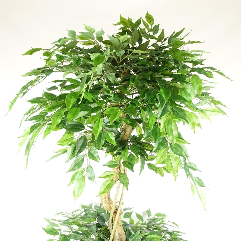 180cm Faux Ficus Tree in Metal Pot, Silver