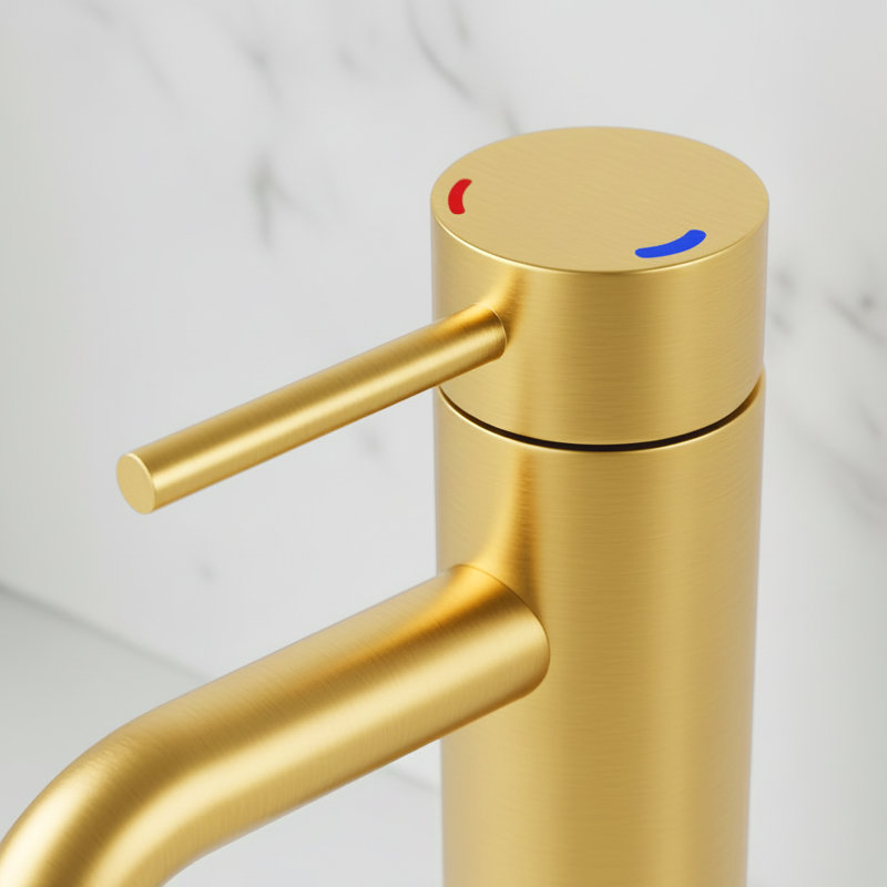  Robinet pour salle de bain à poignée simple Modern, Or brossé