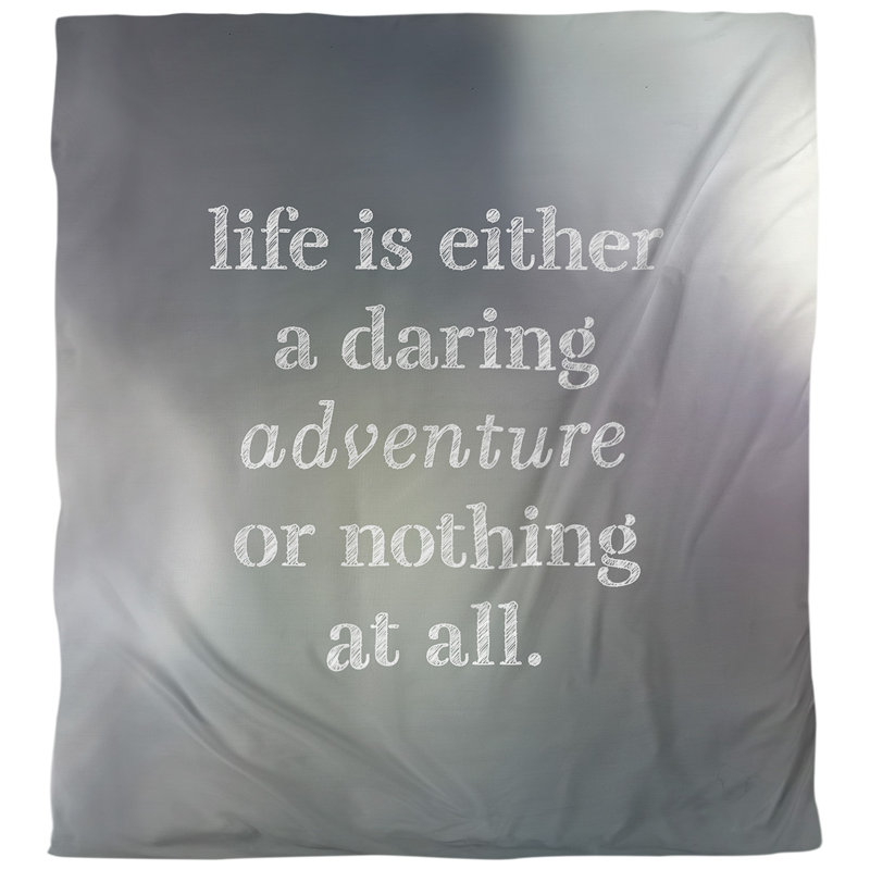 Housse de couette simple Life Adventure Quote, Housse de couette pour très grand lit, Noir / Blanc