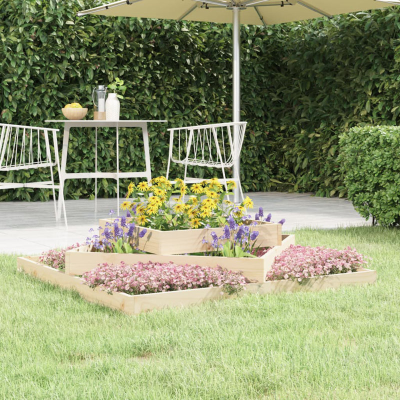 Antowan Self-Watering Wood Raised Garden Bed, Oak, 27cm H x 112cm W x 112cm D