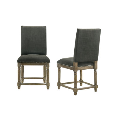 Everton Set Of 2 Gray Fabric 19" Dining Chair With Nailhead Trim