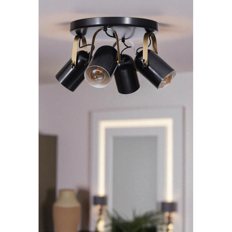 Lustre, Noir et or, 4 étages, Quatre lumières