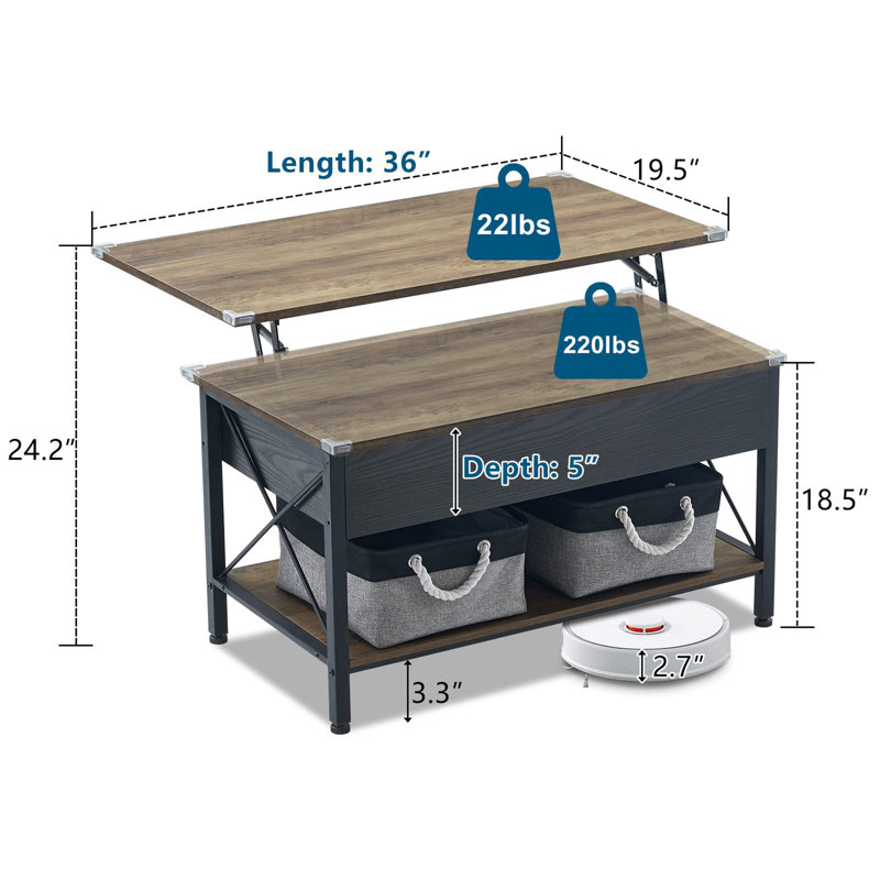 Table basse à 4 pieds avec rangement Ranga