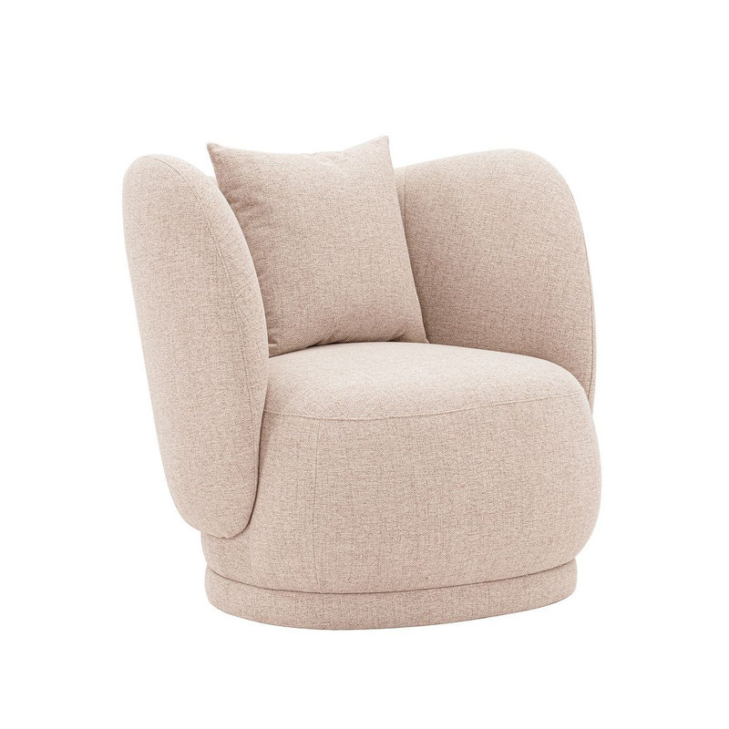Wheat Linen Upholstered Accent Chair with Pine Wood Frame