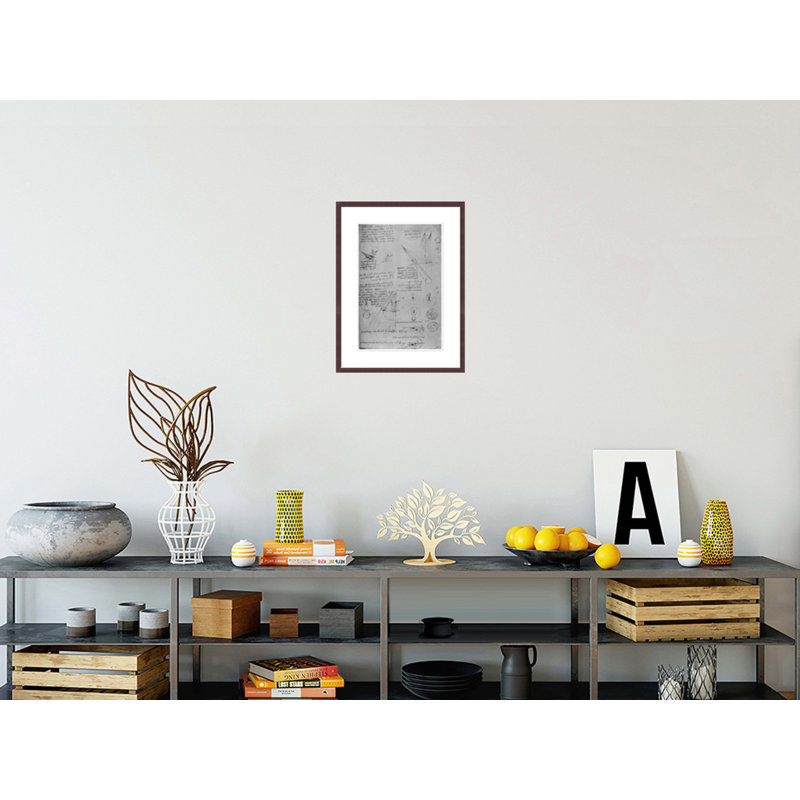 Astronomical diagrams from the Codex Leicester by Leonardo da Vinci -Framed Giclee Print, H 21,75 po x l 16,36 po