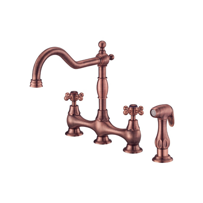 Robinet de cuisine à poignée double avec jet Opulence, Cuivre antique