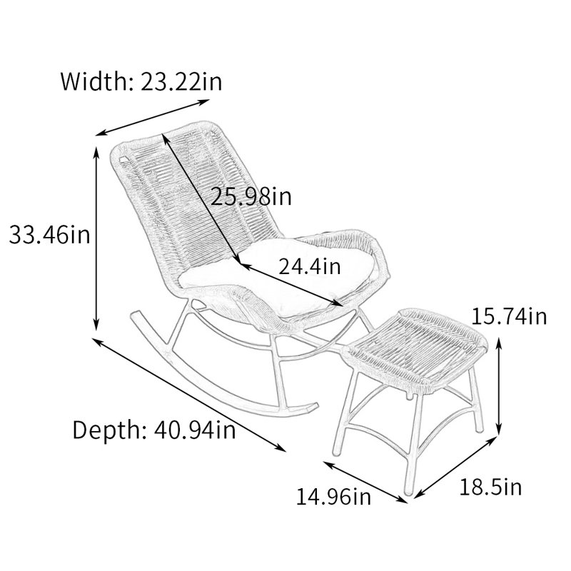 Chaise berçante en PE, Brun noyer