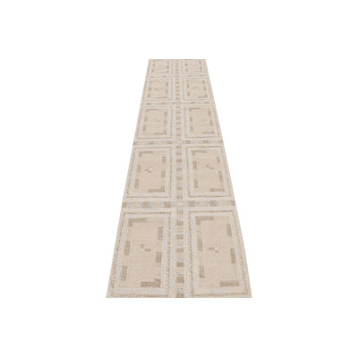 Scandinavian Hand Knotted Geometric Area Rug