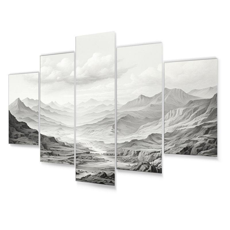 Ensemble de 5 décorations murales paysage de minimalisme en métal