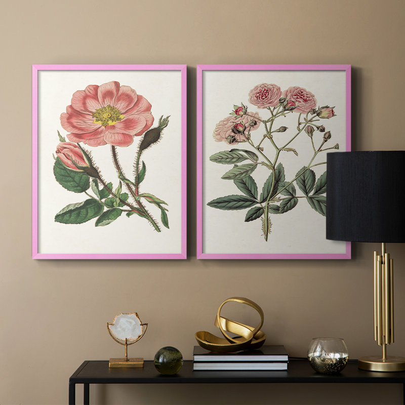 Impression florale rose de qualité supérieure - prête à accrocher - aucun clou requis - aucun clou requis, Rose