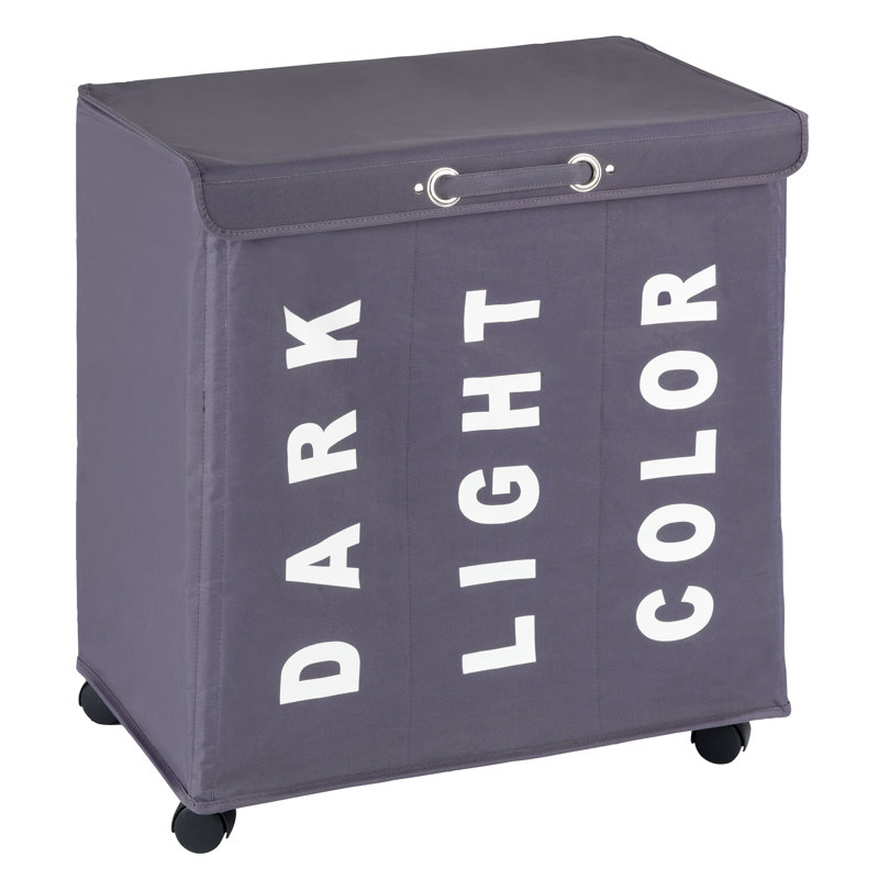 Plastic Rolling Laundry Sorter with Handles, Grey