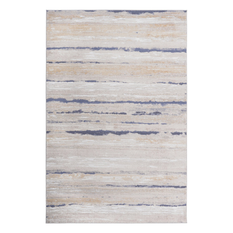 8X10 Ivory/Striped Non-Shedding Living Room Bedroom Dining Home Office Stylish And Stain Resistant Area Rug