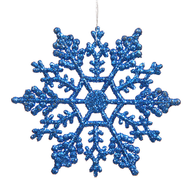 Mocha Glitter Shatterproof Plastic Snowflake Ornaments, Set of 12