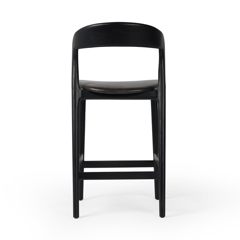 Amare Stool, Sonoma Black Genuine Leather/Black, Counter Stool (26.5" Seat Height)
