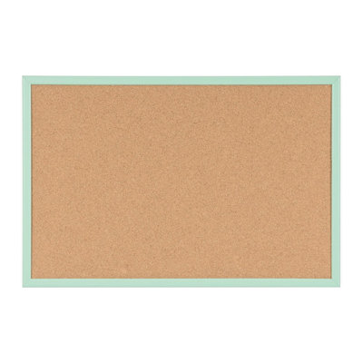 MasterVision Pastel Cork Bulletin Board, 16" x 12", Green Frame, Decorative Wall Corkboard for Home, Dorm or Classroom, Office Décor Pinboard