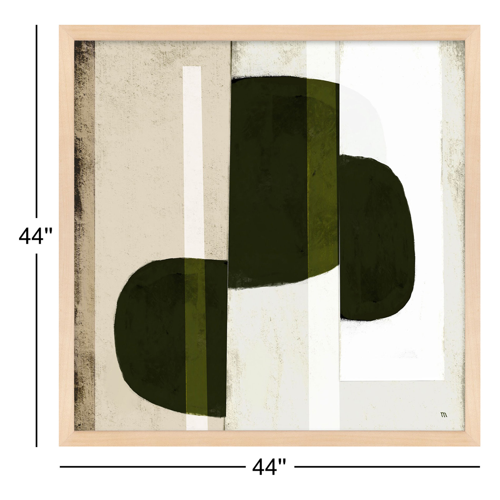 Collage 2 Painting, Maple Framed Paper, 44" H x 44" W x 1.25" D