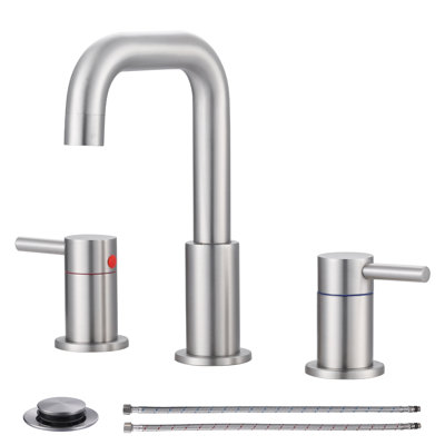 8 In. Widespread Bathroom Sink Faucet with Drain Kit