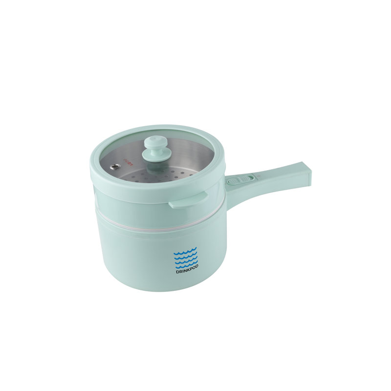 Mijoteuse électrique Drinkpod 2l avec cuiseur à vapeur antiadhésif portatif, Blanc