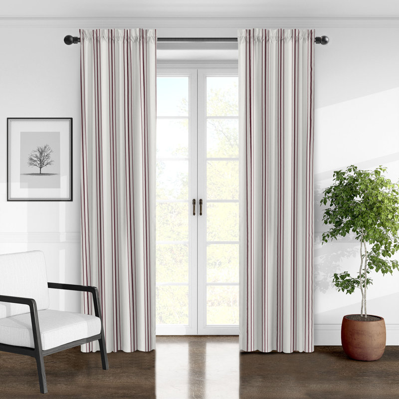 August Stripe Rod Pocket Drapery Panels - Pair, 50" W x 108" L, Merlot