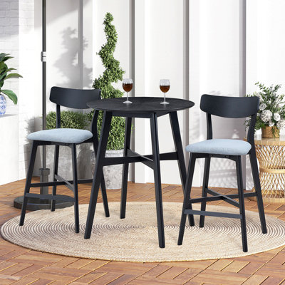 Wooden Bar Chairs Set Of 2, Modern Soft Upholstered Kitchen Island Chairs, Counter Height Stool With Backrest,Wooden Frame Chairs With Footrest For Pub,Living Room,Restaurant
