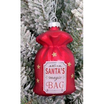 Ornement en verre de Noël - sac du père Noël par F07M3-51 HB-Sy25023