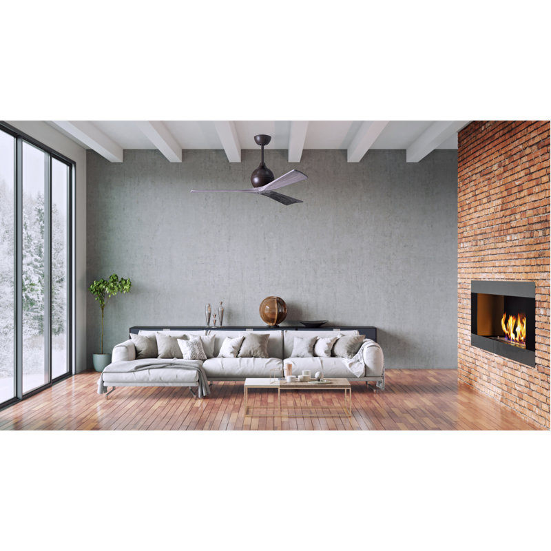 60" Irene Paddle 3 Blade Ceiling Fan, Barn Wood Tone, Textured Bronze, 52"