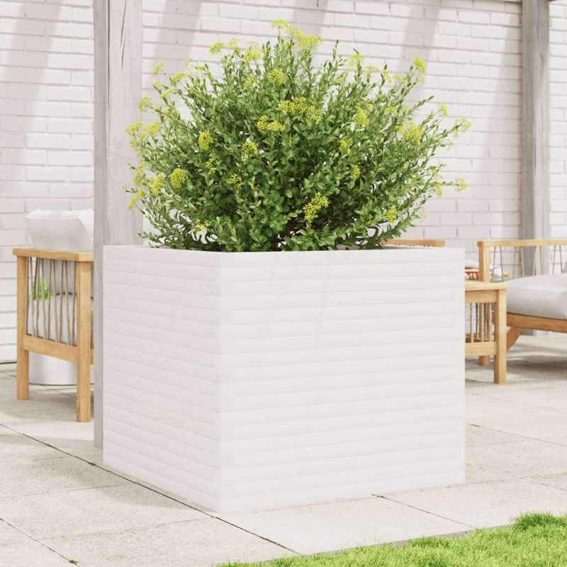 2 Wood Planter, White, 68.5cm H x 80cm W x 80cm D
