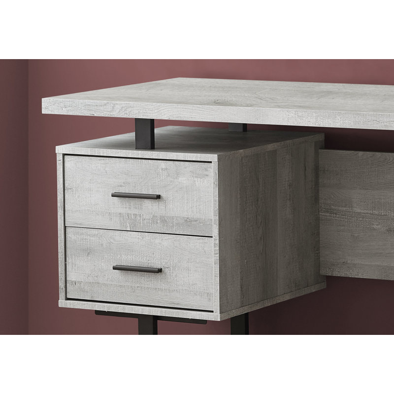 Jazarian Computer Desk, Home Office, Laptop, Left, Right Set-up, Storage Drawers, Work, Light Gray, 30" H x 60" W x 24" D
