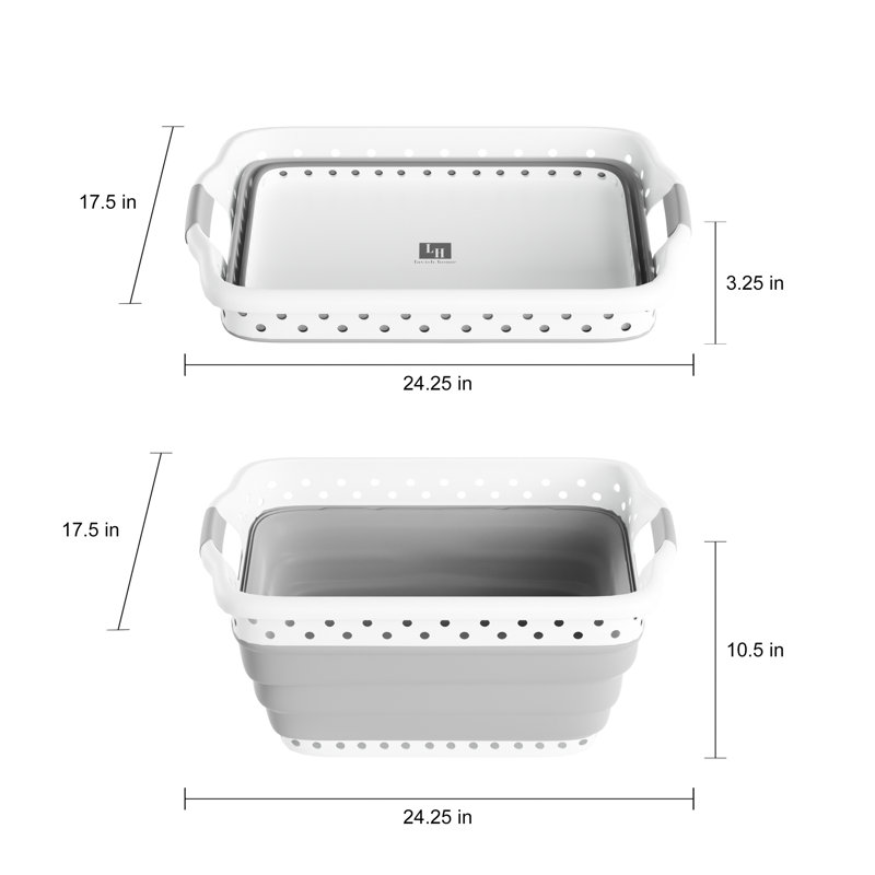 Panier à linge pliable en plastique Lavish Home - Contenant peu encombrant avec poignées à prise confortable pour l'organisation et le rangement de la salle de lavage