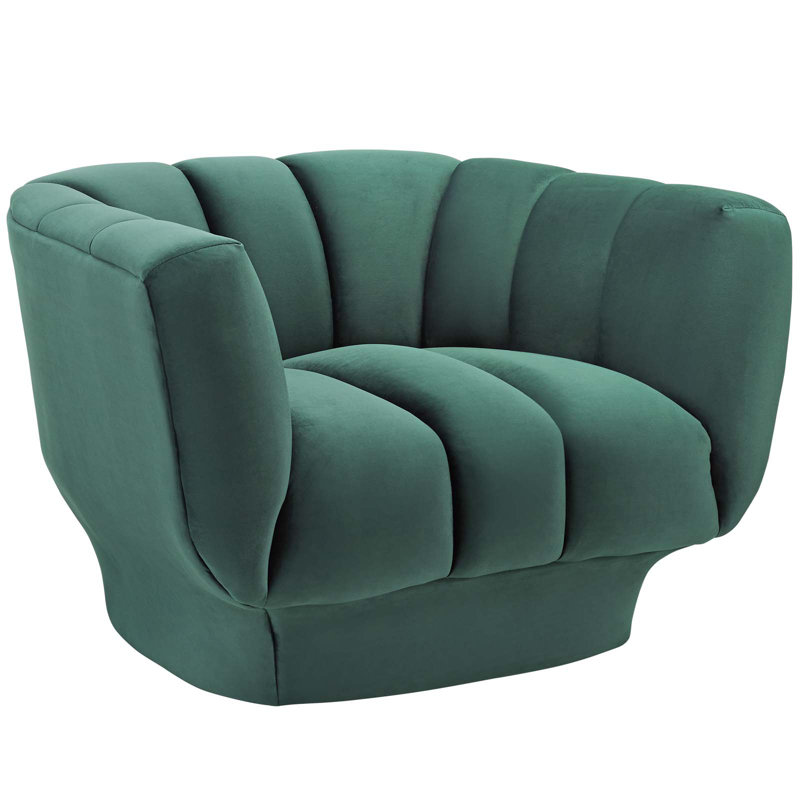 Entertain Vertical Channel Tufted Performance Velvet Armchair, Green