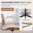 Mid Century Modern Drafting Chair With Foot Ring,Faux Leather And Walnut Wood Finish-125580974