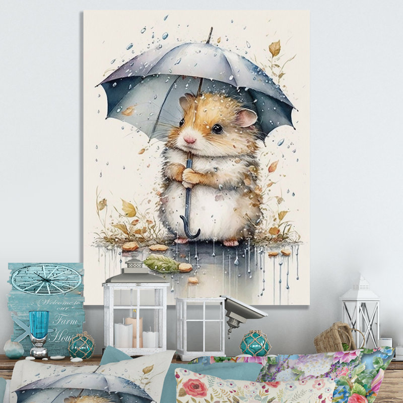 Parasol Hamster Rainy Day, H 20 po x l 12 po x P 1 po, Toile tendue