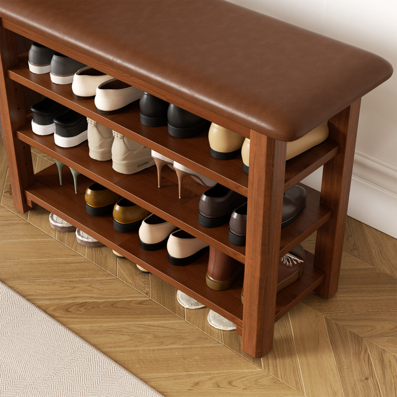 Solid Wood Shoe Storage Bench - 39-Inch Height, 16.5" H x 39.3" W x 11.8" D