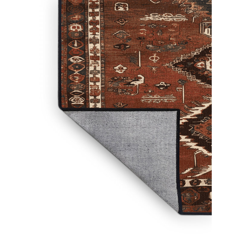 Tapis brun turc lavable à la machine, Carré 7 pi