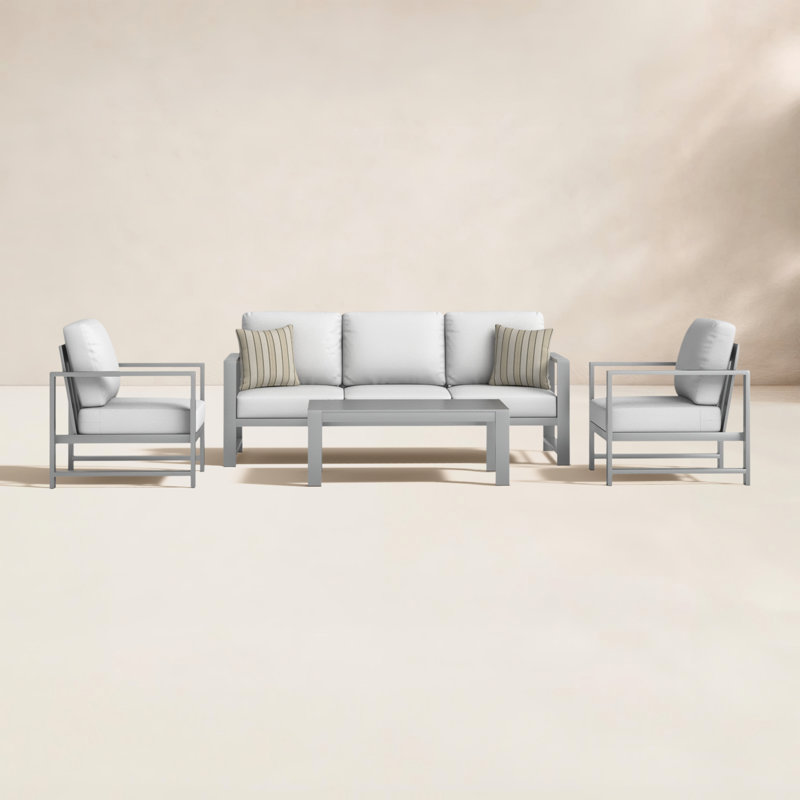 Dulcie 5-Person Seating Set with Sunbrella® Cushions, Canvas White Sunbrella® Canvas