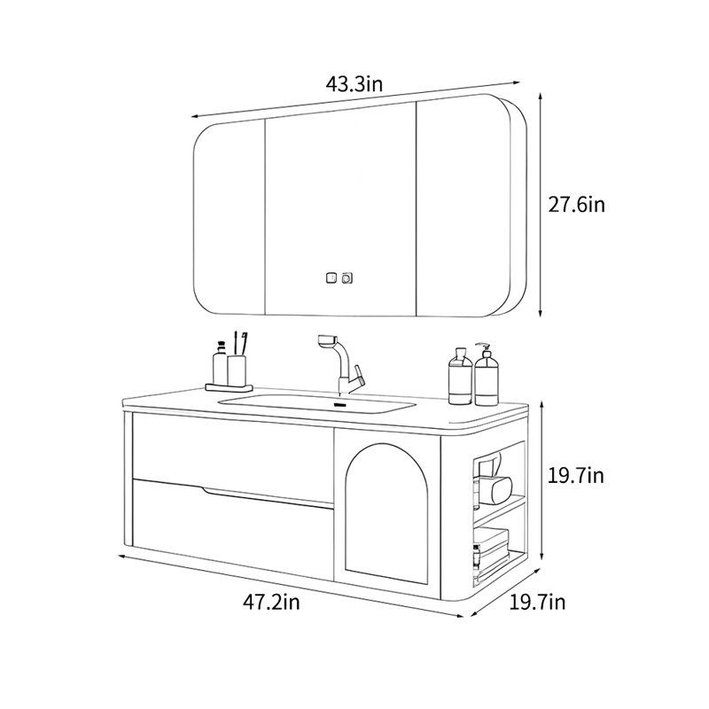 Modern light luxury pink bathroom cabinet