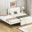 Lit double beige avec lit gigogne, revêtement de haute qualité, cadre stable, tête de lit confortable sans sommier