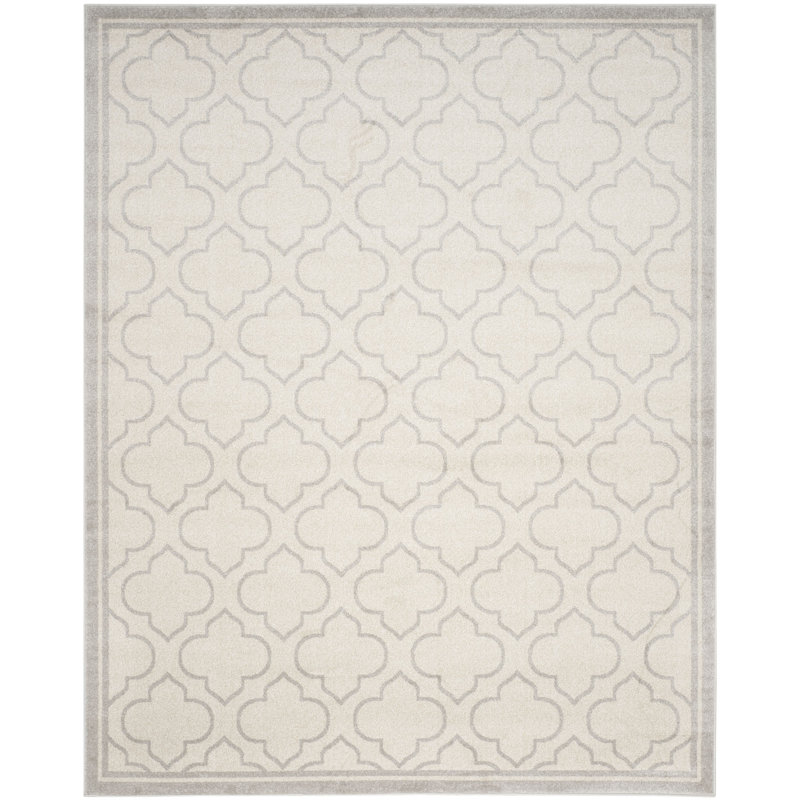 Ammundsen Geometric Light Gray/Ivory Area Rug, Rectangle 4' x 6'