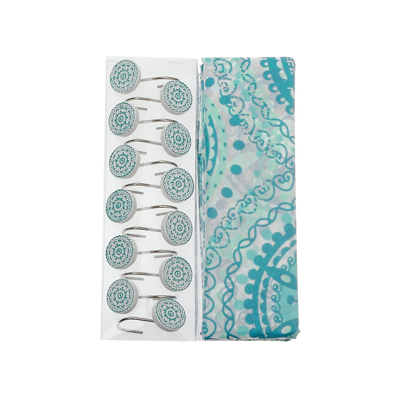 Plastic Abstract Shower Curtain with Hooks Included