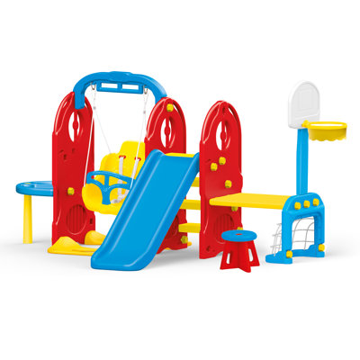 Dolu: 7-In-1 Playground - Backyard & Outdoor Toy, Swing, Slide, Basketball Hoop & More, Durable Waterproof Plastic, Kids & Toddlers Ages 2+