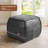 Full-Grain Genuine Leather Square Pouf With Patchwork Design-961048763