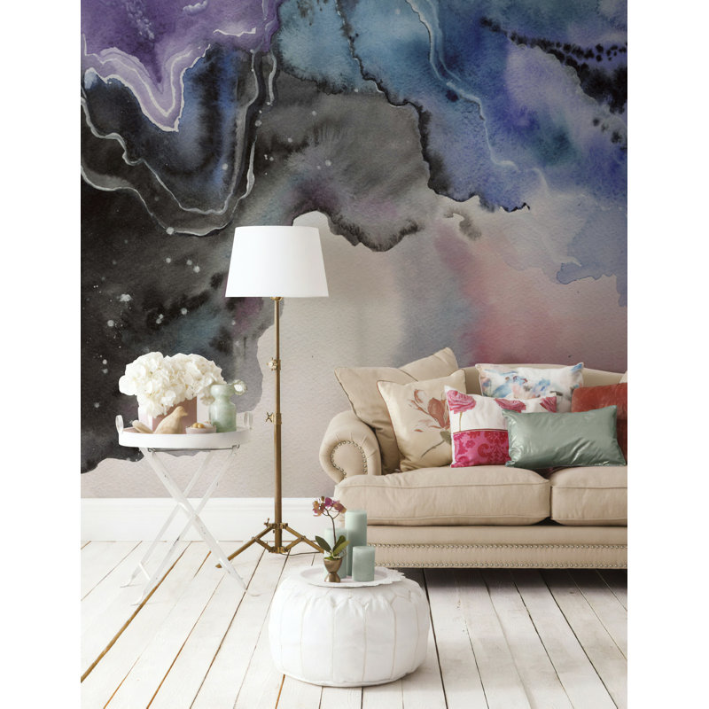 Papier peint amovible fumée aquarelle, L 48,96 po x l 75 po