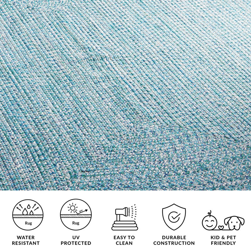 Trombley Braided 201 Area Rug In Teal / Green, Runner 2'3" x 10'