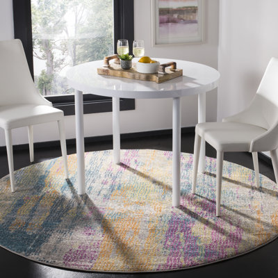 Tapis abstrait bleu / fuchsia Felty