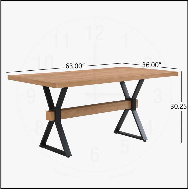Table de salle à manger à pieds en X avec charme rustique et surface spacieuse pour les espaces traditionnels ou industriels