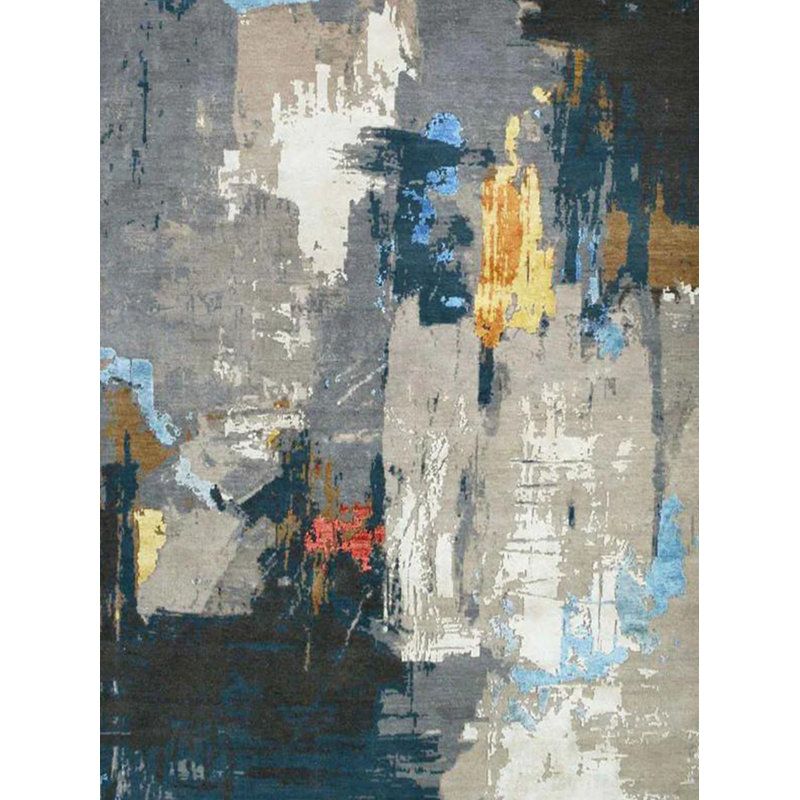 Tapis décoratif moderne à motifs abstraits et tissés dans la collection Barcelona, Rectangle 5 pi 1,02 po x 7 pi 6,55 po