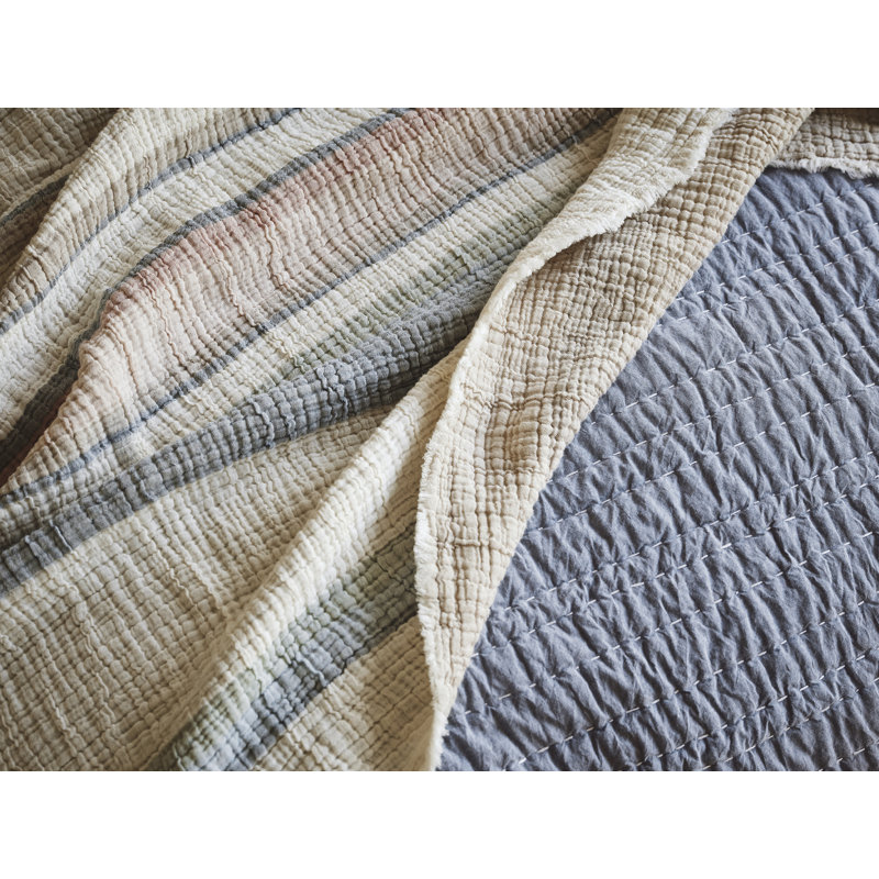 Topanga Organic Matelasse Woven Throw, Dusk Stripe