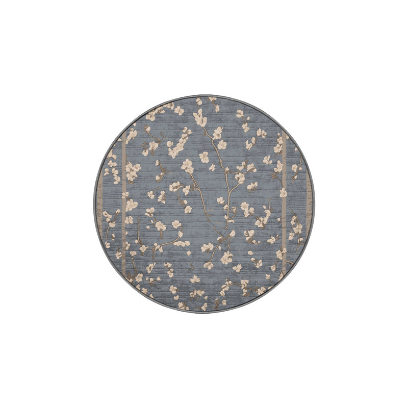 Tapis gris soyeux et moelleux, Rond 4 pi