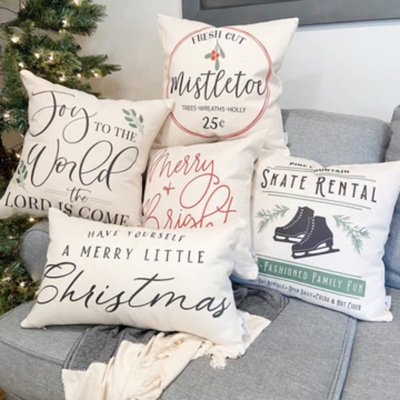  Housse de coussin en coton Fresh Cut Mistletoe
